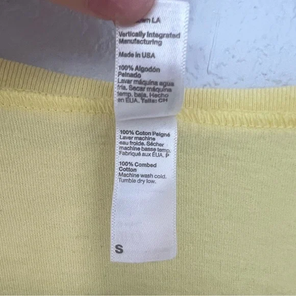 American Apparel Yellow V Neck T Shirt Size Small - Picture 3 of 4